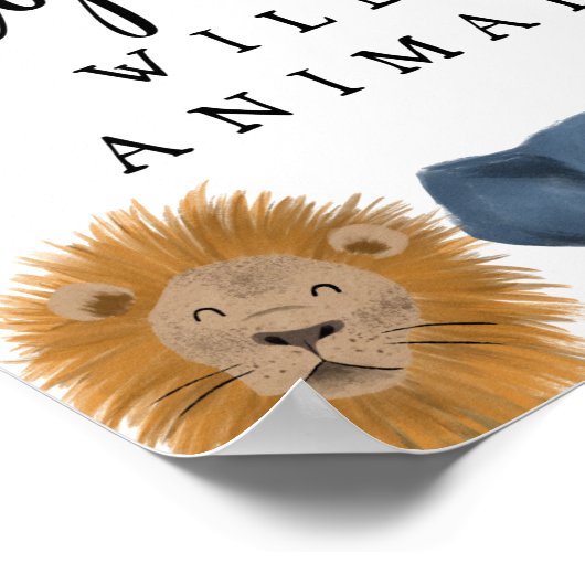 養子縁組センター | Boy Safari誕生日パーティーサイン ポスター (角)