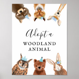 養子縁組センター Boy Woodland Birthday Partyのサイン ポスター
