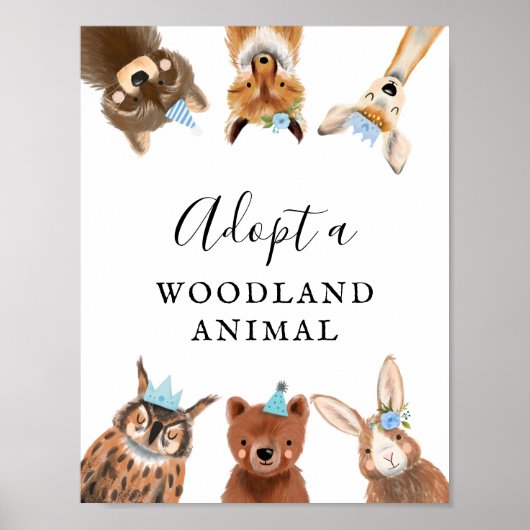 養子縁組センター Boy Woodland Birthday Partyのサイン ポスター (正面)