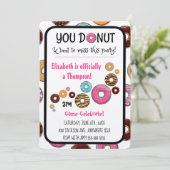 養子縁組パーティー 現代 ピンク ドーナツパーティー 招待状 (スタンド正面)