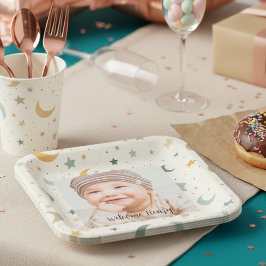 養子縁組ベビーシャワー写真紙プレート ペーパープレート