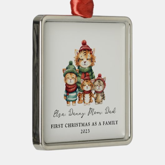 養子縁組初めてのクリスマス4虎の家族 メタルオーナメント (右)