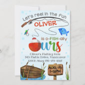 養子縁組招待状、魚釣り養子縁組招待状 招待状 (正面)