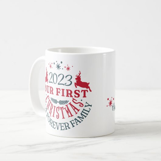 養子縁組「私たちの最初の永遠の家族のクリスマス」 コーヒーマグカップ (正面左)