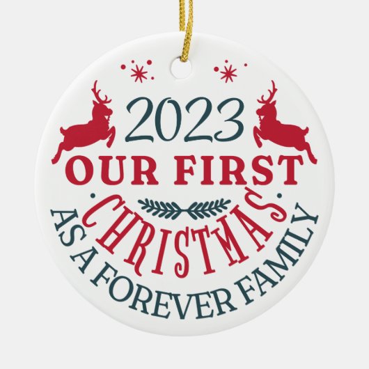養子縁組「私たちの最初の永遠の家族のクリスマス」 セラミックオーナメント (正面)