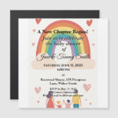 養子縁組：虹の赤ちゃんシャワー マグネット招待状 (正面/裏面)