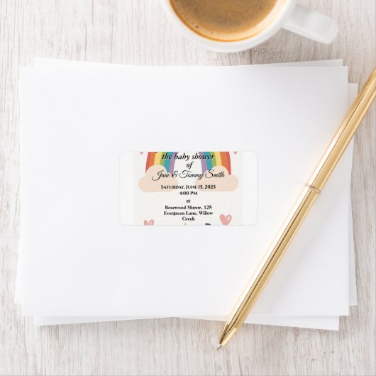 養子縁組：虹の赤ちゃんシャワー ラベル (インサイチュ)