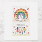 養子縁組：虹の赤ちゃんシャワー ワインラベル (シングルラベル)