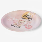 養子里子の女の子ピンクのテーマパーティー ペーパープレート (アングル)