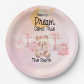 養子里子の女の子ピンクのテーマパーティー ペーパープレート (正面)