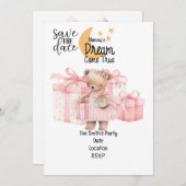 養子里子の女の子ピンクのテーマパーティー 招待状 (正面/裏面)