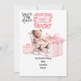 養子里子の女の子ピンクのテーマパーティー 招待状