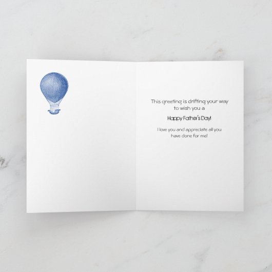 養育関係のパパ-熱気の気球のための父の日 カード (内部)