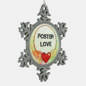 養育関係愛水彩画のハート スノーフレークピューターオーナメント (左)