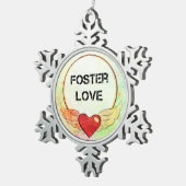 養育関係愛水彩画のハート スノーフレークピューターオーナメント (右)