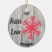 養育関係愛-カスタマイズピンクの雪片の採用 セラミックオーナメント (左)