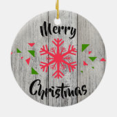 養育関係愛-カスタマイズピンクの雪片の採用 セラミックオーナメント (裏面)