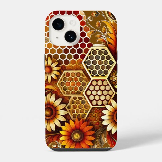 養蜂デザイン | iPhone 14 ケース (裏面)