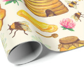 養蜂パターンラッピング紙 ラッピングペーパー (ロールコーナー)