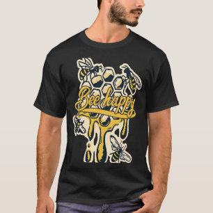 養蜂場自然巣巣巣蜂蜜の虫ミツバチhappy b tシャツ