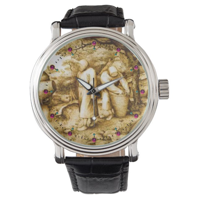 養蜂家とミツバチの巣箱 腕時計 (正面)