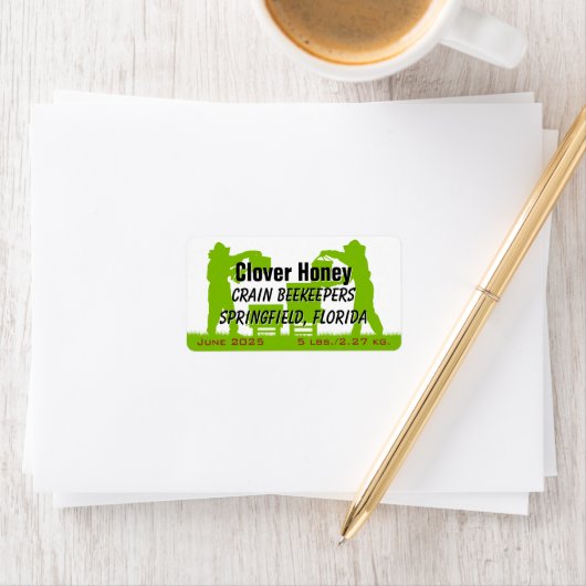 養蜂家と養蜂家シルエットカスタムハニージャー ラベル (インサイチュ)