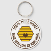 養蜂家のためのビーハイブのハートロゴキーチェーン キーホルダー (正面)