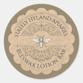 養蜂家のヴィンテージローションバー製品ラベル ラウンドシール (正面)