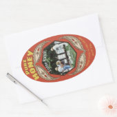 養蜂家の写真ハニージャーを挿入する垂直 楕円形シール (封筒)