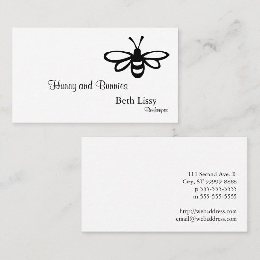 養蜂家の線画の蜂 名刺 (正面/裏面)
