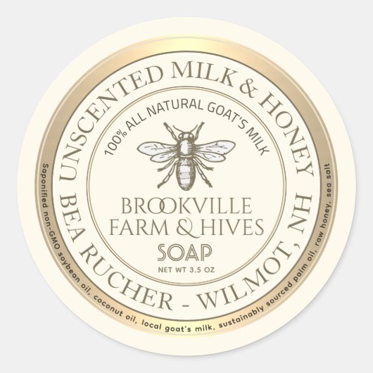 養蜂家の蜂蜜とミルク石鹸 ラウンドシール (正面)