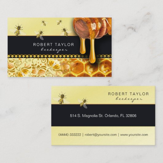 養蜂家の蜂蜜の販売人の蜂の農場の農家カード 名刺 (正面/裏面)