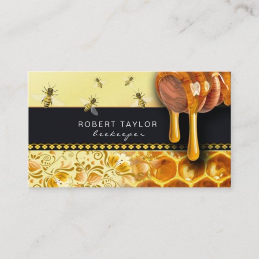 養蜂家の蜂蜜の販売人の蜂の農場の農家カード 名刺 (正面)