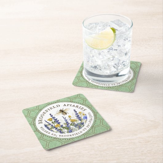 養蜂家の野花と女王の蜂の巣窟 スクエアペーパーコースター (インサイチュ)