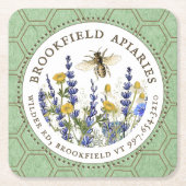 養蜂家の野花と女王の蜂の巣窟 スクエアペーパーコースター (正面)