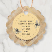 養蜂家の金属金ゴールド文字蜂蜜ラベルと蜂 フェイバータグ (裏面)