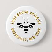 養蜂家の養蜂場の名前と場所のビジネスボタン 缶バッジ (正面)