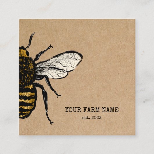 養蜂家アピアニストビーファームハニービーハニツハニカム スクエア名刺 (正面)