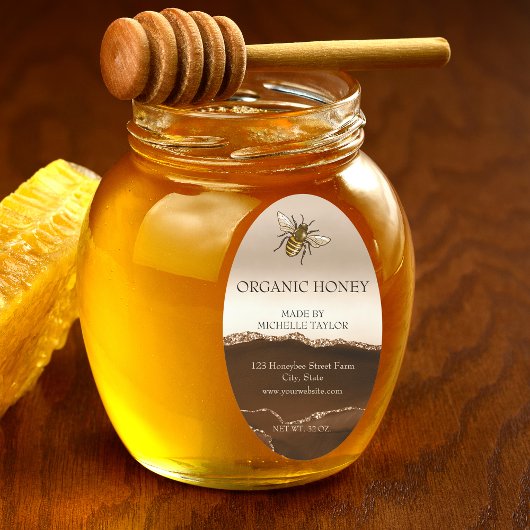 養蜂家アピアニストビーファームハニービーハニツハニカム 楕円形シール