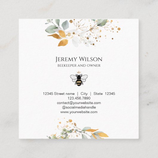 養蜂家アピアリストビーファームハニービーハニカムスクエア スクエア名刺 (裏面)