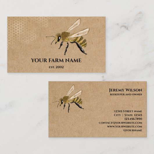 養蜂家アピアリストビーファームハニービーハニカムスクエア 名刺 (正面/裏面)