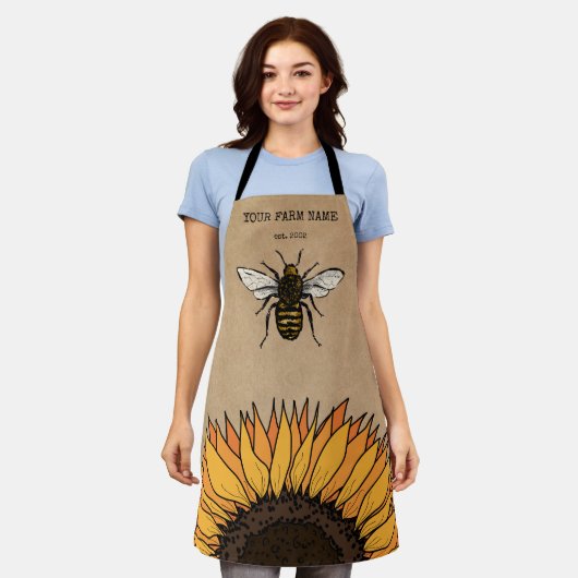 養蜂家アピアリストビーファームハニービーハニカムT エプロン (着用した状態)