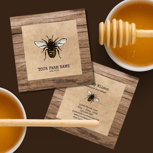 養蜂家アピアリストビーファームミツバチヴィンテージファーム スクエア名刺