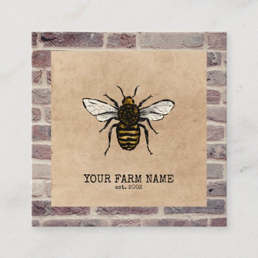 養蜂家アピアリストビーファームミツバチヴィンテージファーム スクエア名刺 (正面)