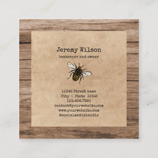 養蜂家アピアリストビーファームミツバチヴィンテージファーム スクエア名刺 (裏面)