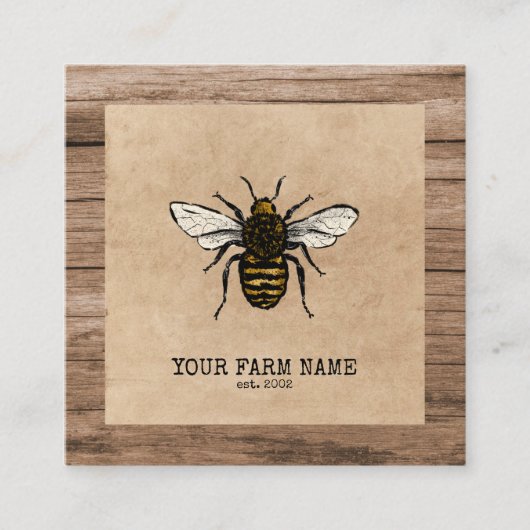 養蜂家アピアリストビーファームミツバチヴィンテージファーム スクエア名刺 (正面)