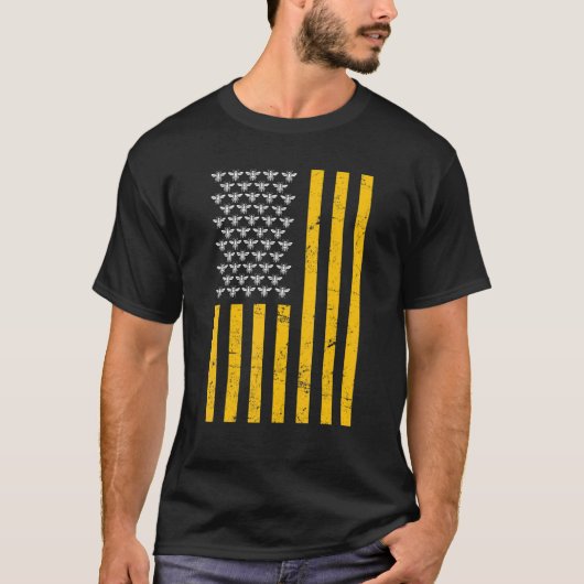 養蜂家アメリカ国旗とミツバチのホビーキーパー Tシャツ (正面)