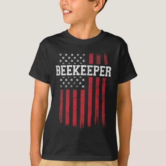 養蜂家アメリカ国旗アメリカ愛国者 Tシャツ (正面)