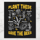 養蜂家ギフト |蜂救を植える ワインラベル (シングルラベル)