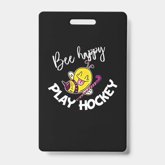 養蜂家ギフト | Bee Happy 遊 Hockey バッジ (正面)